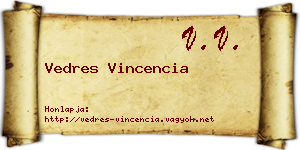 Vedres Vincencia névjegykártya